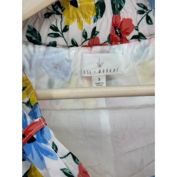 Lost + Wander Womens Shorts Multicolor Small Floral Belted Pleated Crochet Trim - Picture 4 of 4